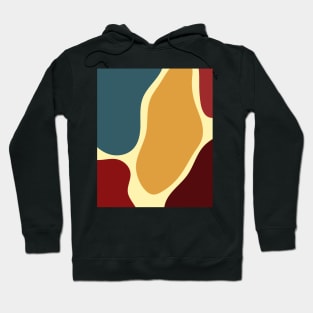 Minimal Modern  Abstract Shapes  Blue Retro  Pattern Hoodie